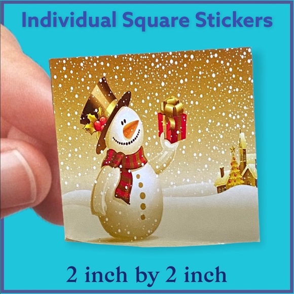 100 (2x2 Inch) Square Stickers, Christmas, High Gloss, Thank You, PRICE IS FIRM - Picture 3 of 6